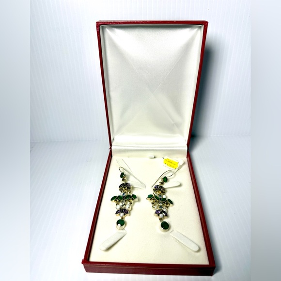 Nikki Butler Green and Purple Gemstone Earrings - Picture 9 of 12